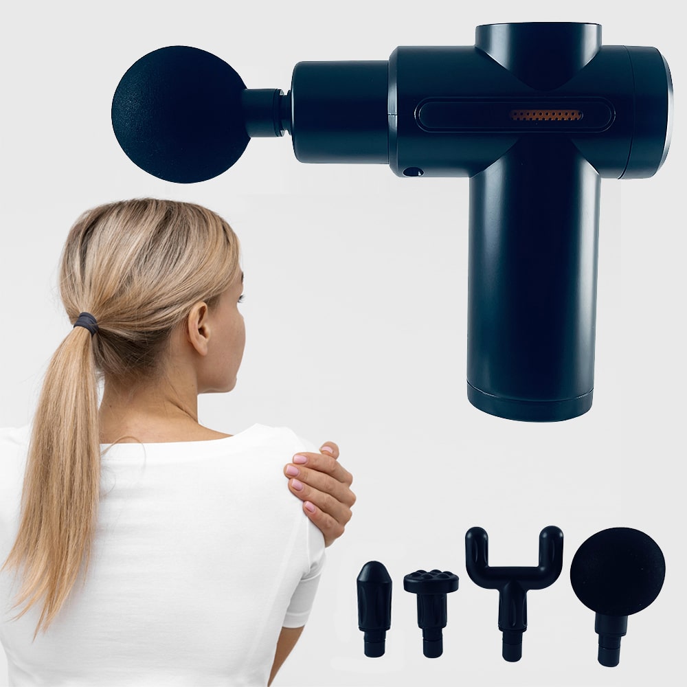 Produktbillede af Køb Massagepistol m/6 programmer og 4 Massagehoveder på tilbud