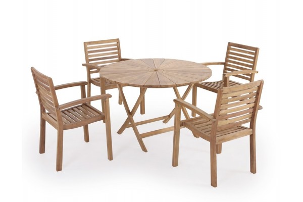 Produktbillede af Matahari 120 Pala Teak Havemøbelsæt på tilbud i høj kvalitet