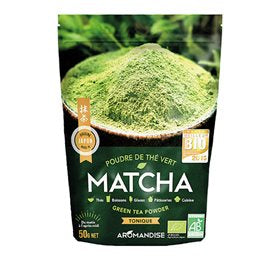 Detaljeret produktbillede af NatureSoursce Matcha te (i pose mørkegrøn) Ø 50g. på tilbud