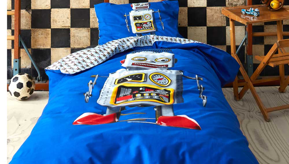 Produktbillede af Essenza Sengetøj Max Blue 140 x 200 + 60 x 63 på tilbud i høj kvalitet