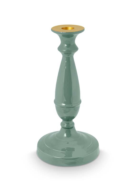 Produktbillede af Candle Holder Small Metal Light Green 24cm på tilbud i høj kvalitet