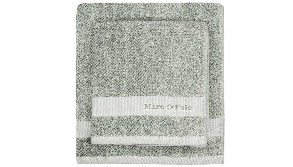 Produktbillede af Marc Ó Polo Melange Håndklæde Green/off hvid Badehåndklæde 70x140 på tilbud i høj kvalitet