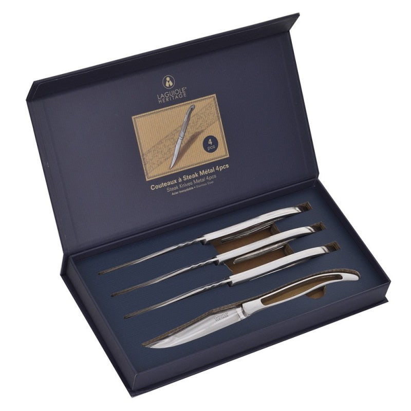 Produktbillede af Laguiole Herit Metal Steakknive 4 stk i premium kvalitet