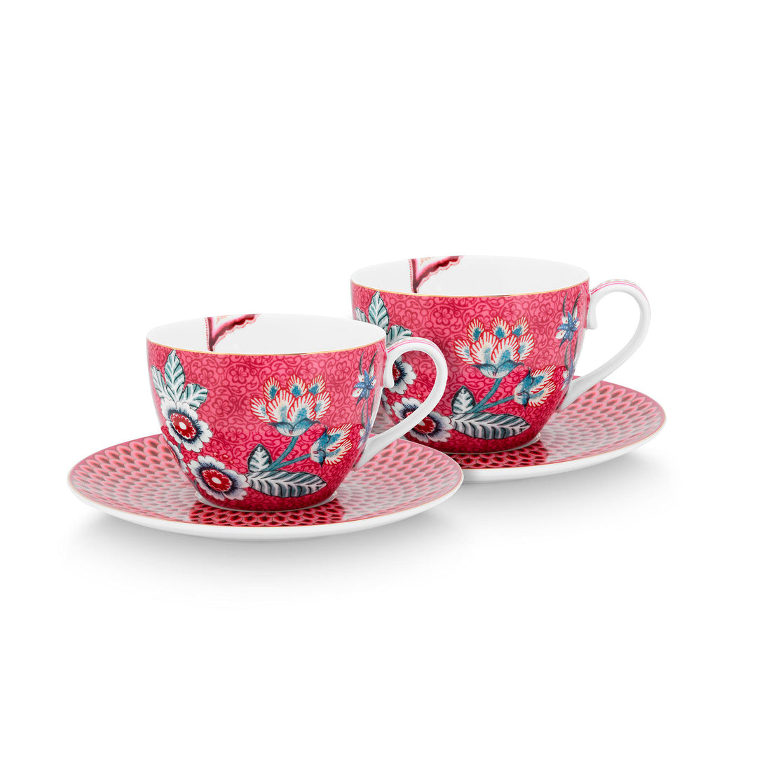 Pip studio PIP Studio Flower Festival cappuccinokop 2-pak, rosa – produktbillede (Cappuccino kopper)