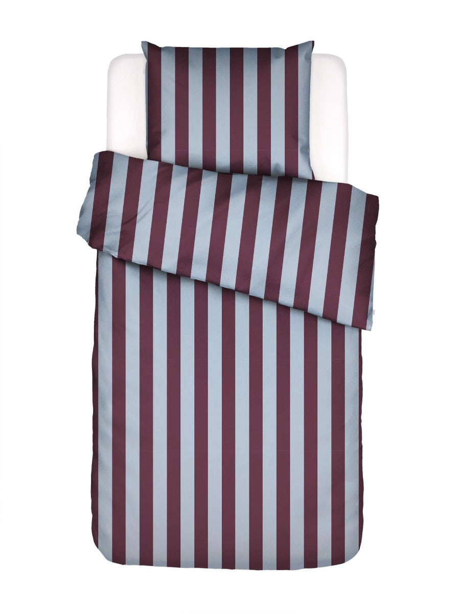 Produktbillede af Minte Stripe Mauve wine Ice blue 140x220+60x63 på tilbud i høj kvalitet