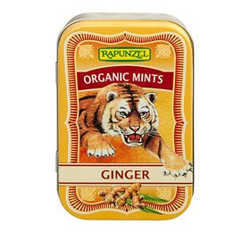 Detaljeret produktbillede af Rapunzel Mintpastiller m. ingefær Ø 50g. på tilbud