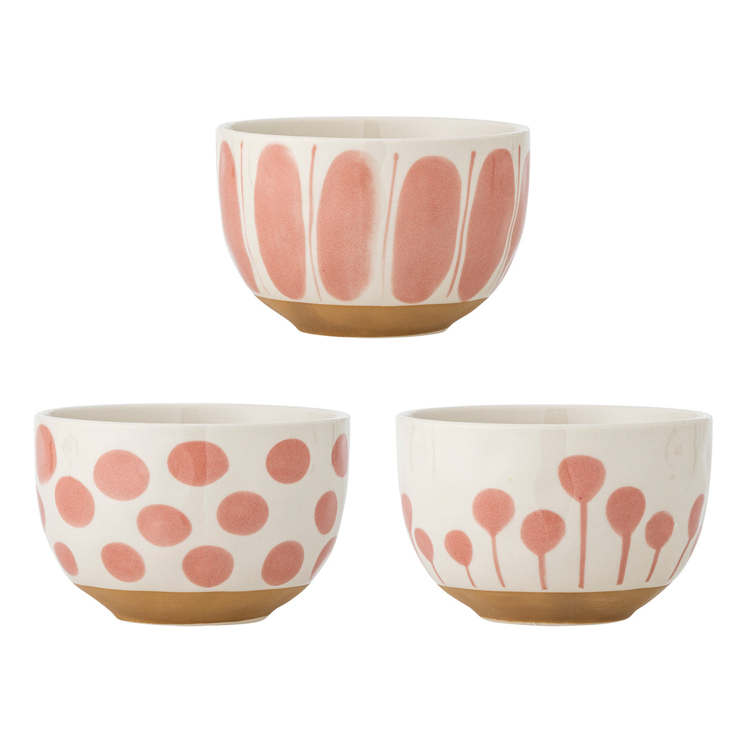 CREATIVE COLLECTION Linora skål rosa stentøj D12,5xH8 sæt af 3