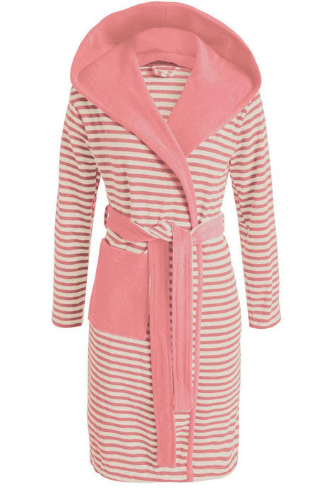 Produktbillede af Esprit Striped Hoodie morgenkåbe Coral XL på tilbud i høj kvalitet