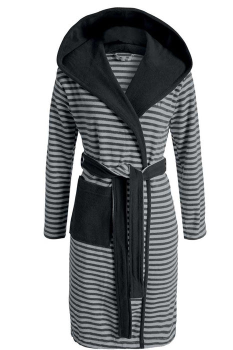 Produktbillede af Esprit Striped Hoodie morgenkåbe Sort M på tilbud i høj kvalitet
