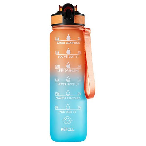Detaljeret produktbillede af Motivationsflaske 1 ltr Orange/grøn på tilbud