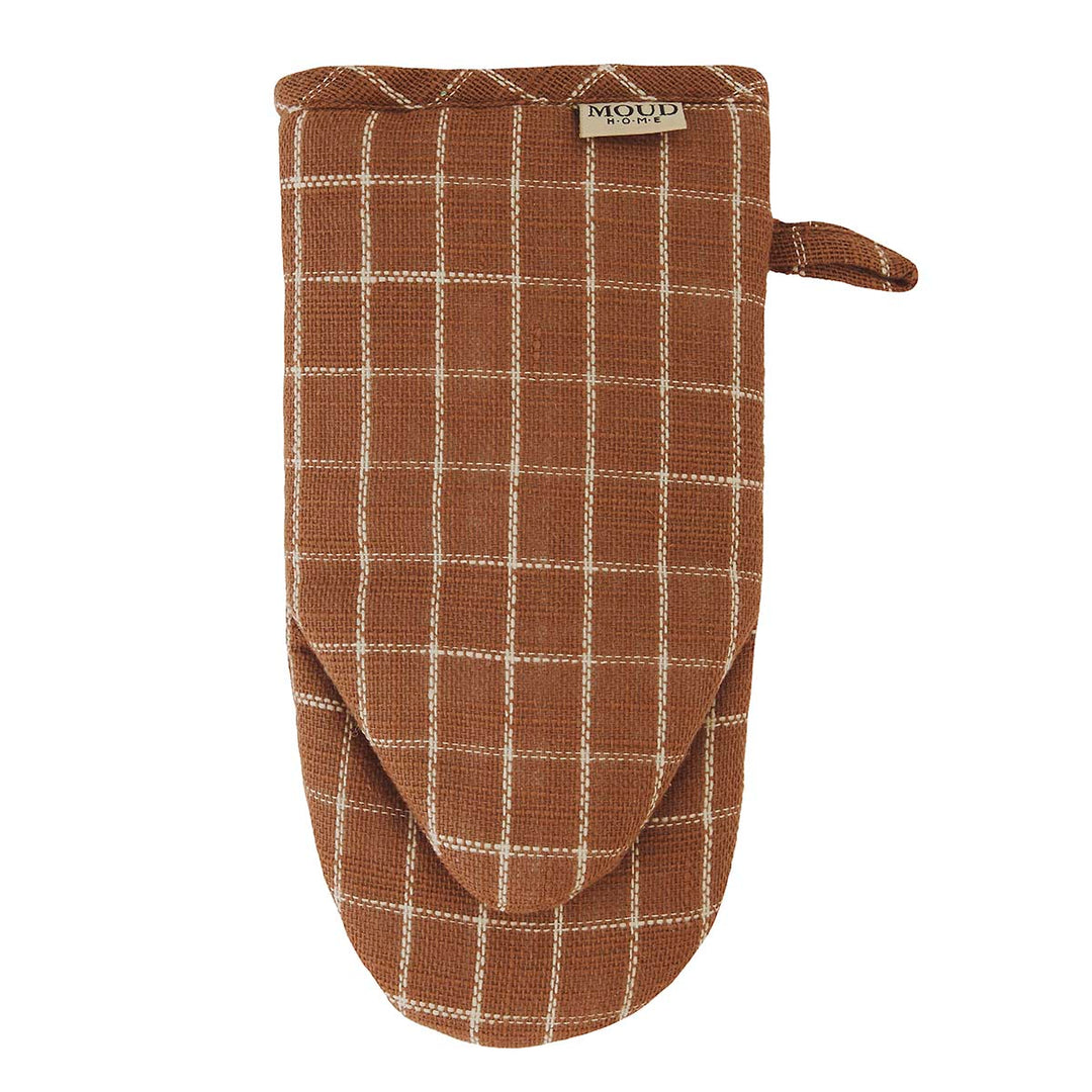 Produktbillede af MOUD Home NORDIC ovnhandske brun/sand tern i premium kvalitet