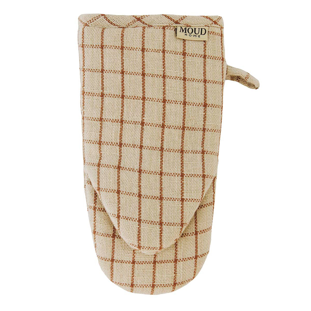 Produktbillede af MOUD Home NORDIC ovnhandske sand/brun tern i premium kvalitet
