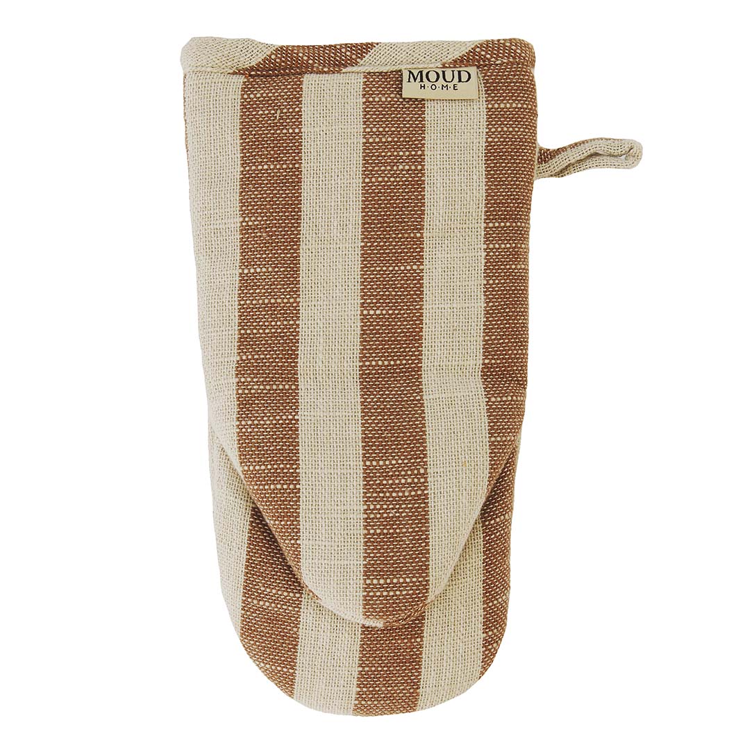 Produktbillede af MOUD Home NORDIC ovnhandske sand/brun striber i premium kvalitet