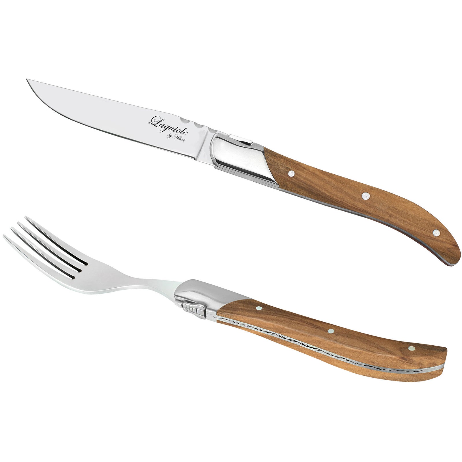 H ws H ws Steakbestik i gaveæske 12 dele, oliventræ – close-up (Bestikssæt)