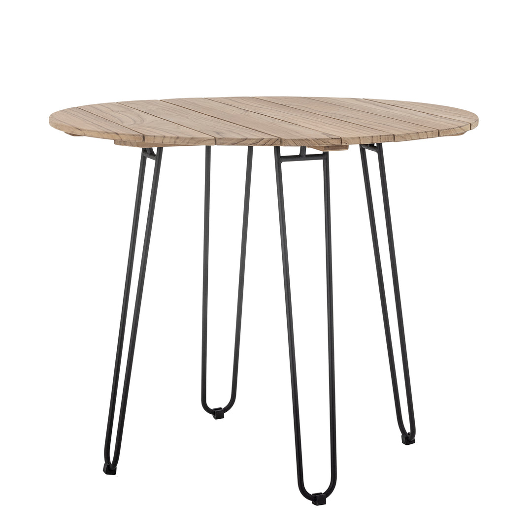 BLOOMINGVILLE Molito havebord rund natur teaktræ og sort metal Ø90