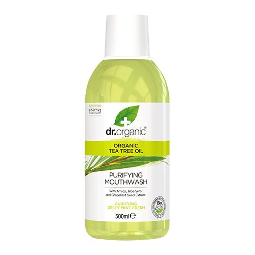 Produktbillede af Dr. Organic Mundskyl Tea Tree 500 ml på tilbud