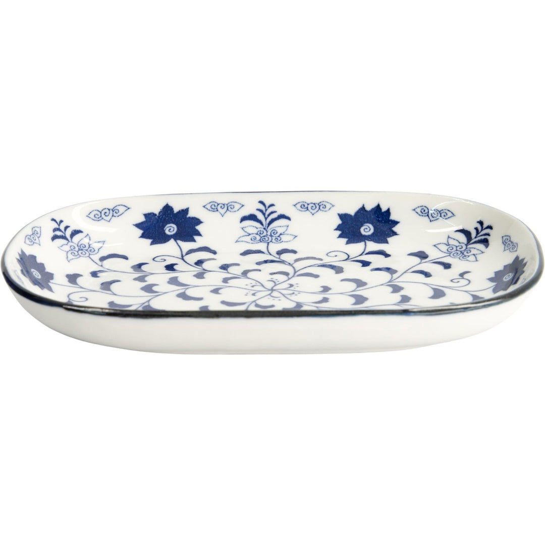 Tokyo design studio Tokyo design studio Blue Botan Oblong oval tallerken – frontbillede (Tallerkener)