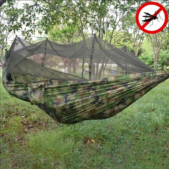 Produktbillede af Hængekøje med myggenet (army orange-grå pink grøn eller sort) Army på tilbud