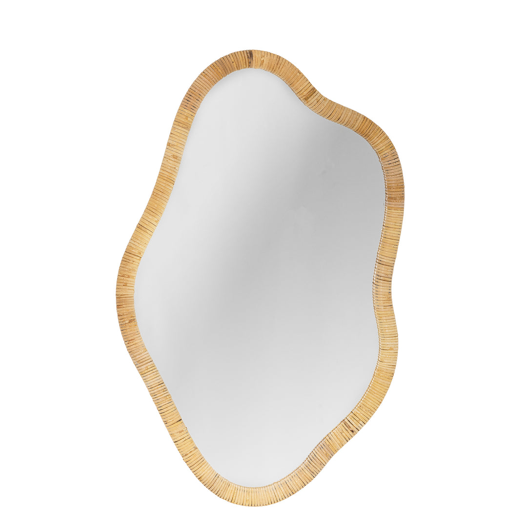 BLOOMINGVILLE Ashlie vægspejl organisk spejlglas og natur rattan 80x50