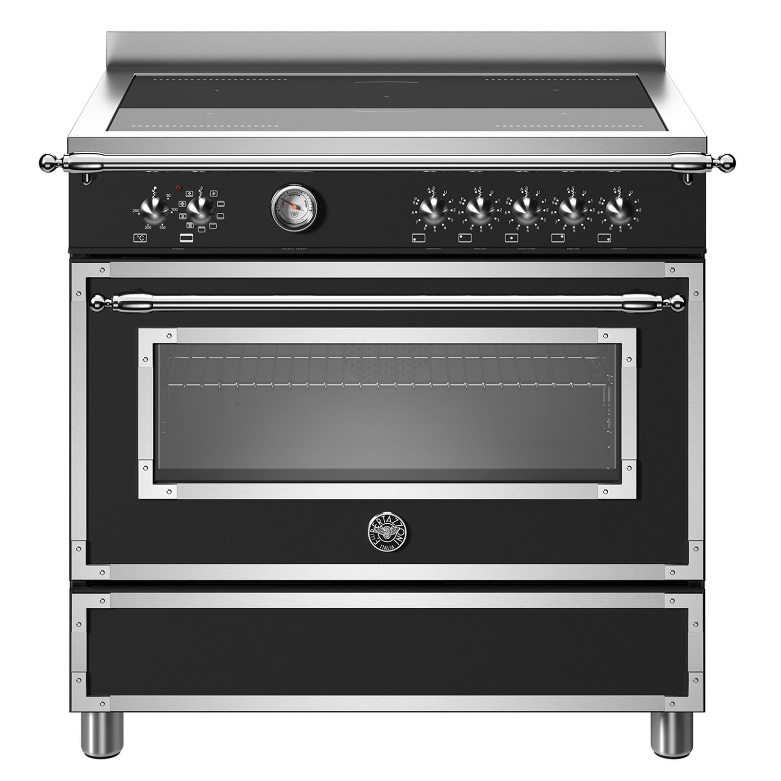 Bertazzoni Bertazzoni HER95I1ENET Heritage induktionskomfur med ovn, 90 cm, mat sort ❤ vinkelbillede (Induktionskomfur)