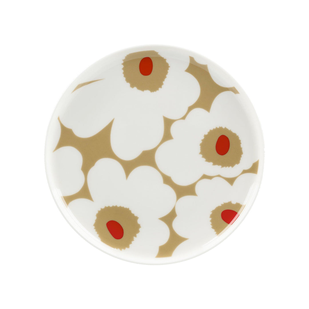 Marimekko Marimekko Unikko tallerken 20 cm, hvid/beige/rød – close-up (Plade)