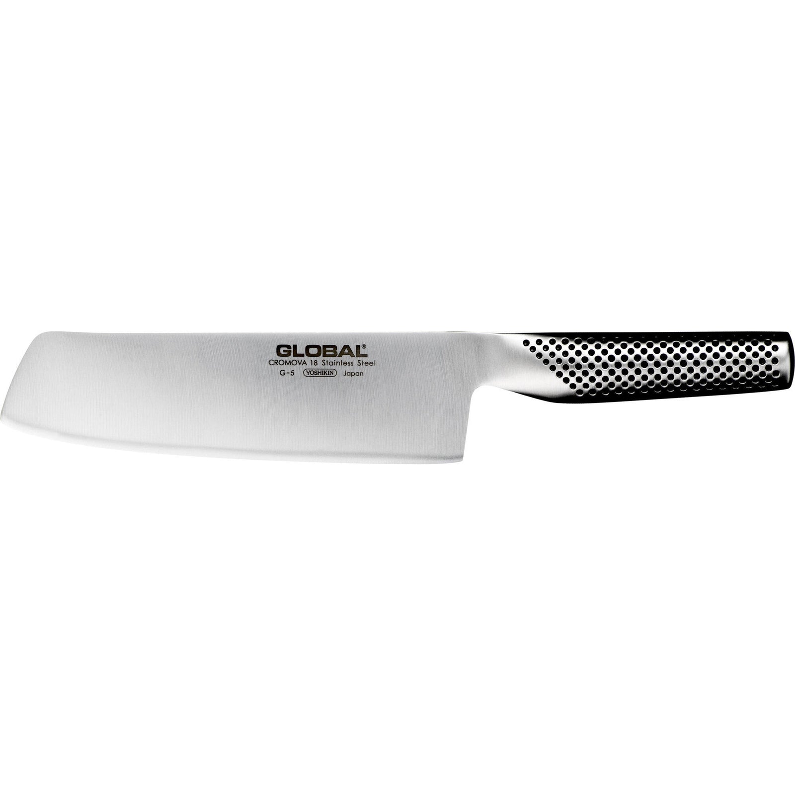 Global Global G-5 grøntsagskniv bred 18 cm. – billede i brug (Grøntsagskniv)