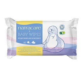 Detaljeret produktbillede af Natracare baby vådservietter 50 stk på tilbud