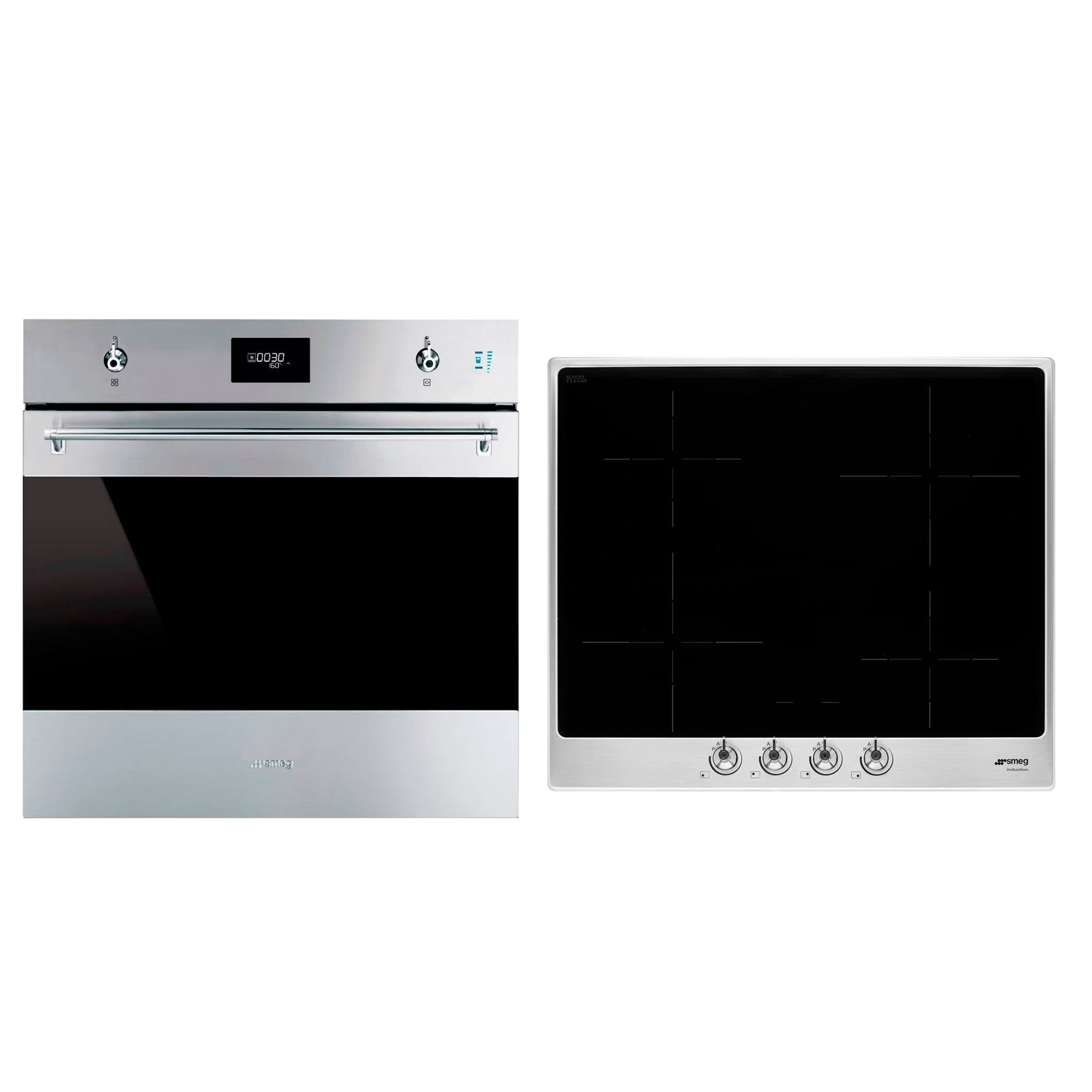 Smeg Smeg Classic indbygningsovn + induktionskogeplade 60 cm, rustfrit stål – produktbillede (Induktionskogeplade)