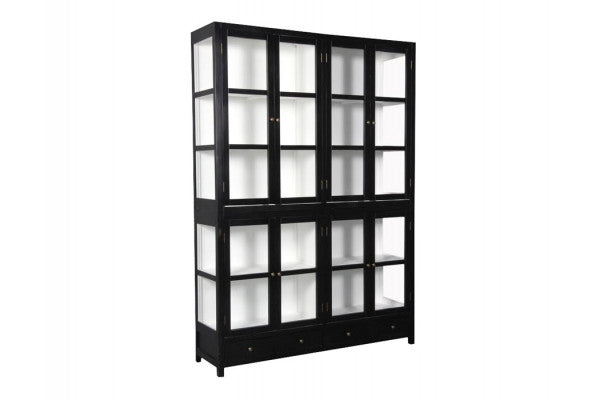 Produktbillede af Nekselø Vitrineskab 212x150x40 cm Sort/Hvid på tilbud i høj kvalitet