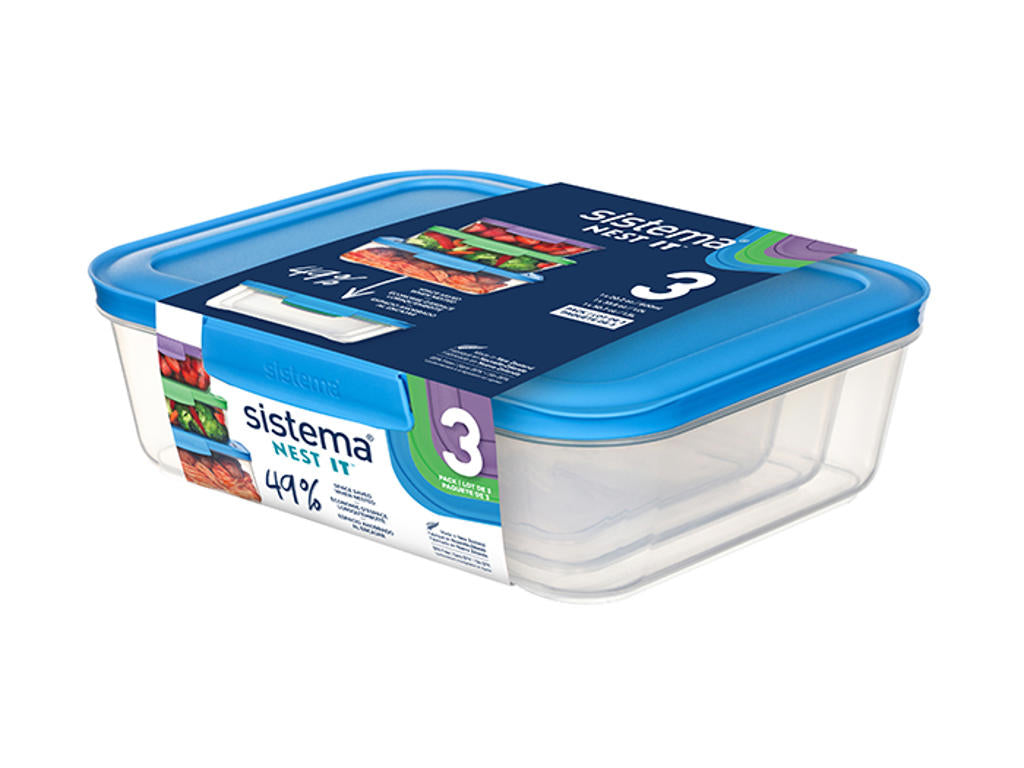 Produktbillede af Sistema Nest It 3Pack 1 x 600ml 1x 1L 1 x 1.5L i premium kvalitet