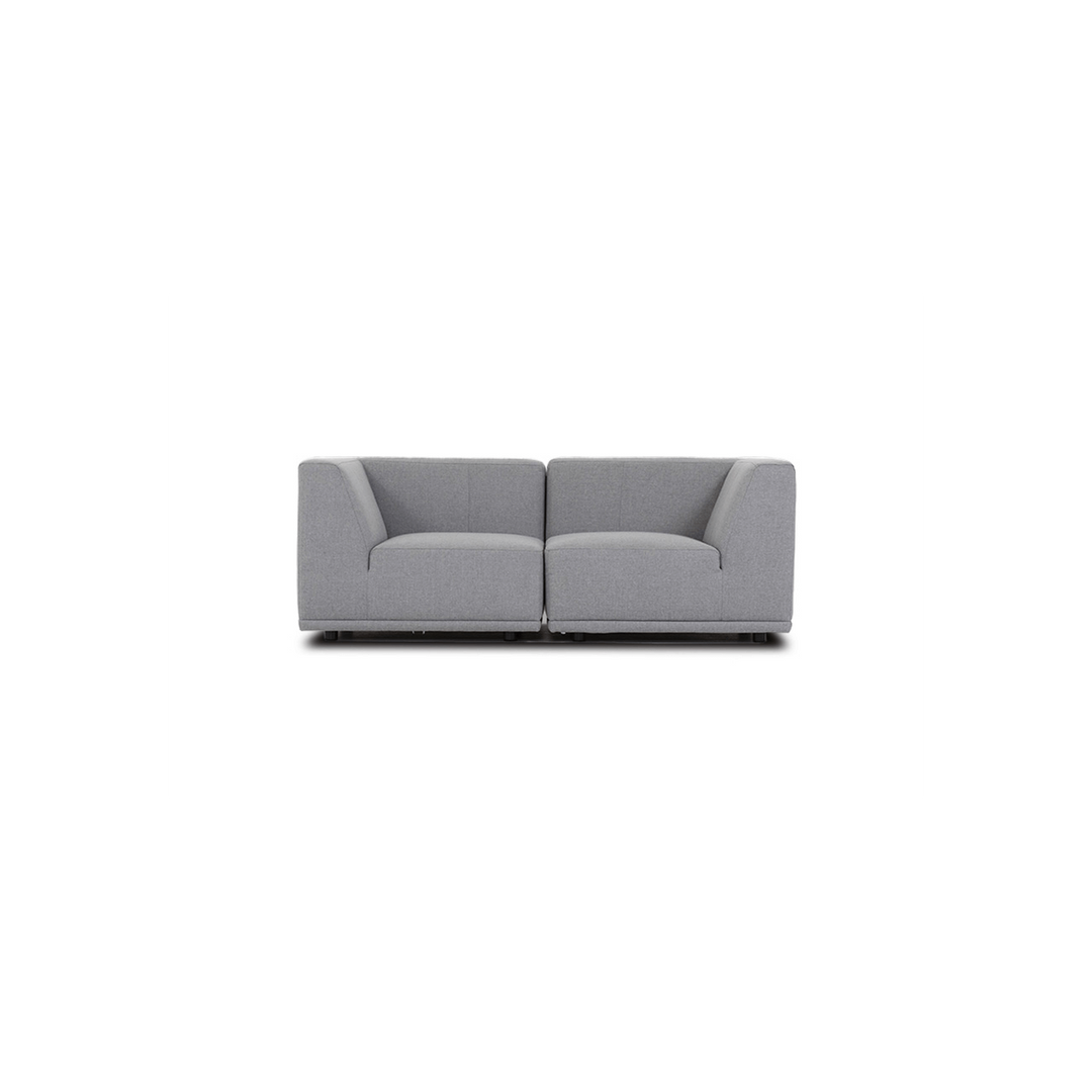 New York 2-pers. modulsofa lysegrå polyester stof og sort plastik