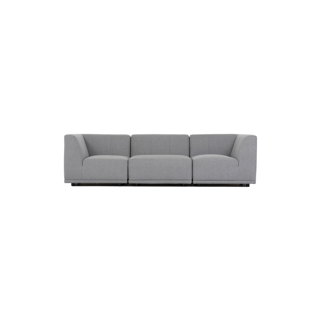 New York 3-pers. modulsofa lysegrå polyester stof og sort plastik