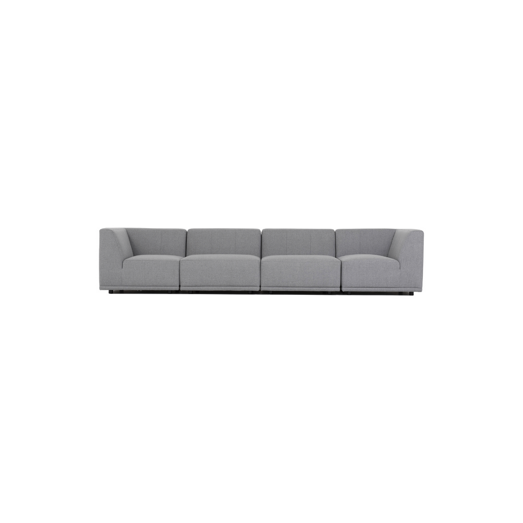 New York 4-pers. modulsofa lysegrå polyester stof og sort plastik
