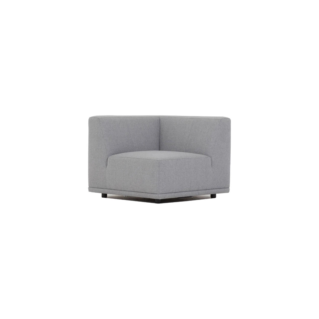 New York hjørnemodul sofa kvadratisk lysegrå polyester stof og sort plastik