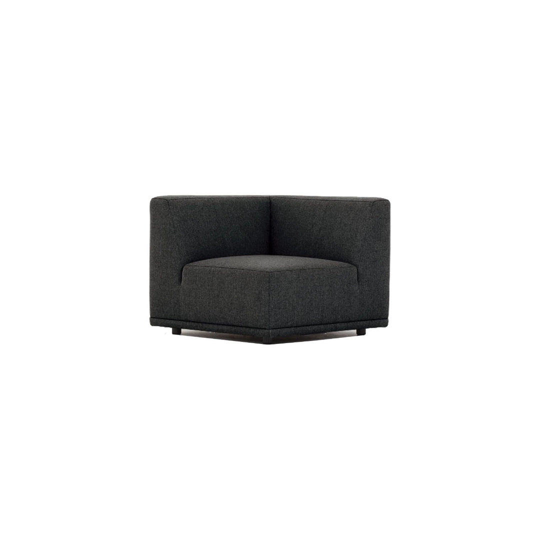 New York hjørnemodul sofa kvadratisk grå polyester stof og sort plastik