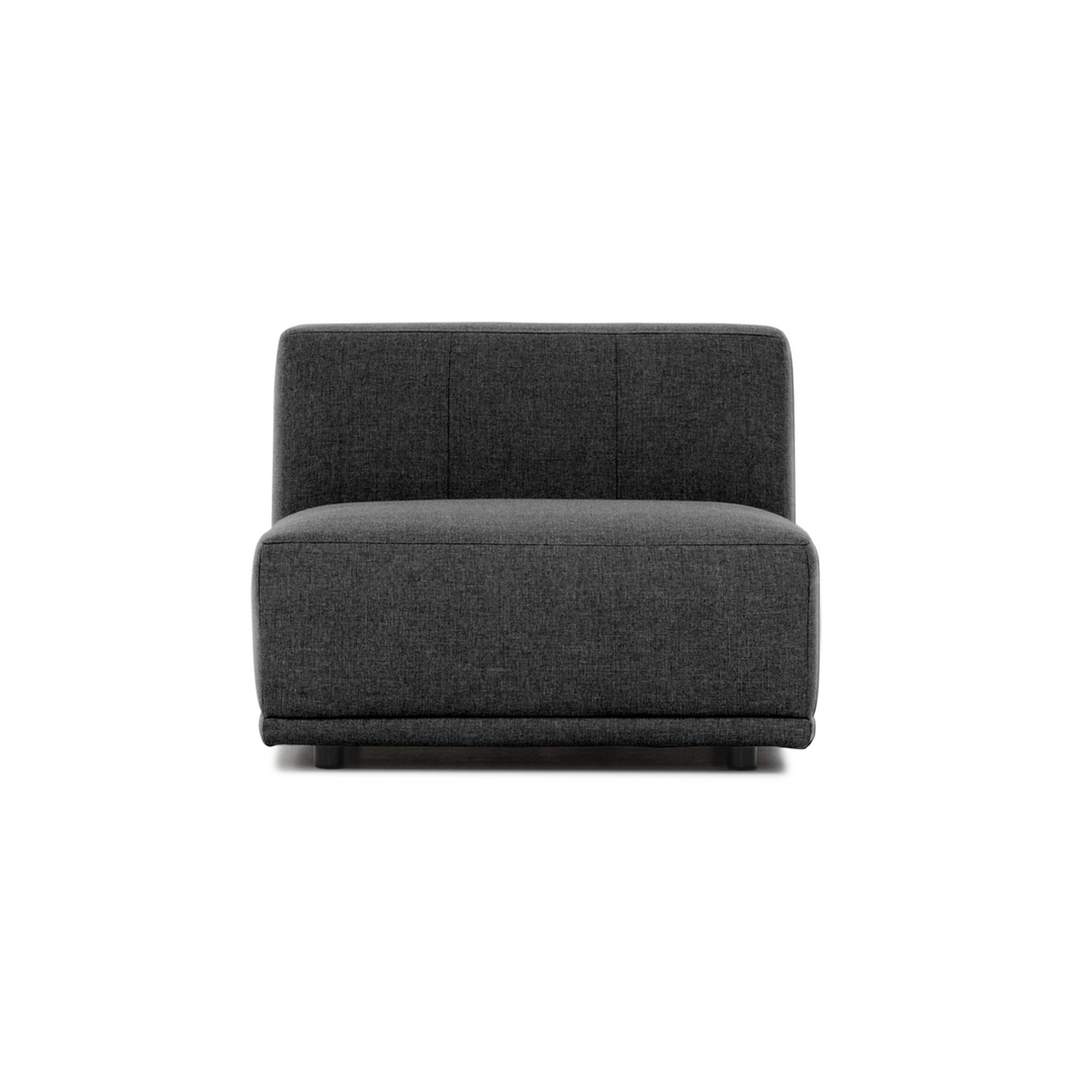 New York midtermodul sofa kvadratisk grå polyester stof og sort plastik