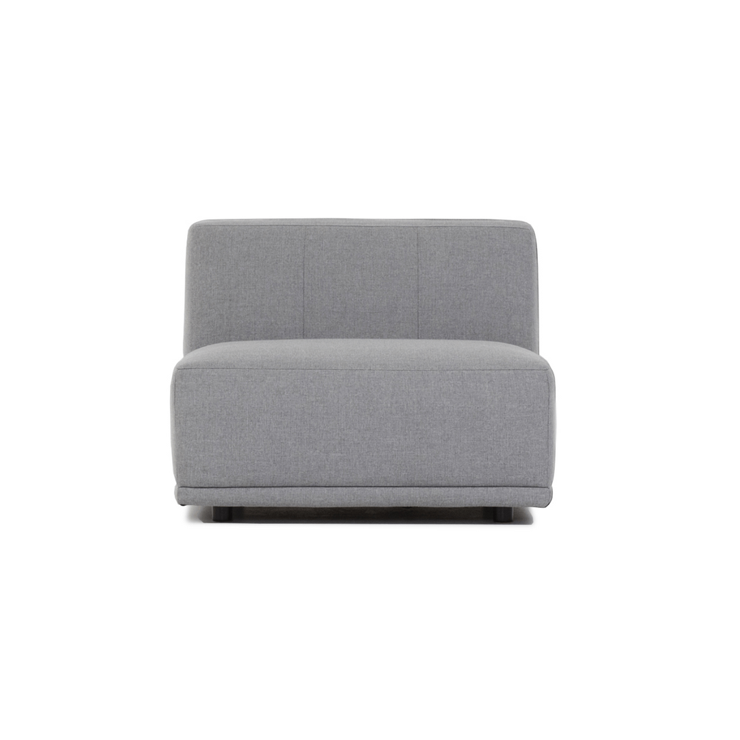 New York midtermodul sofa kvadratisk lysegrå polyester stof og sort plastik