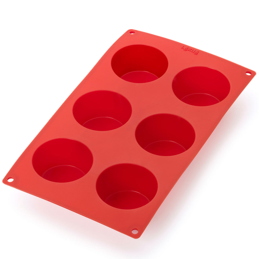 Lékué Lékué Muffins silikoneform 6 huller, rød ❤ vinkelbillede (Siliconeform)