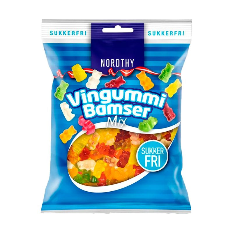 Detaljeret produktbillede af Nordthy Sukkerfrie vingummibamser 80g. 3 for Kr. 49.95 på tilbud