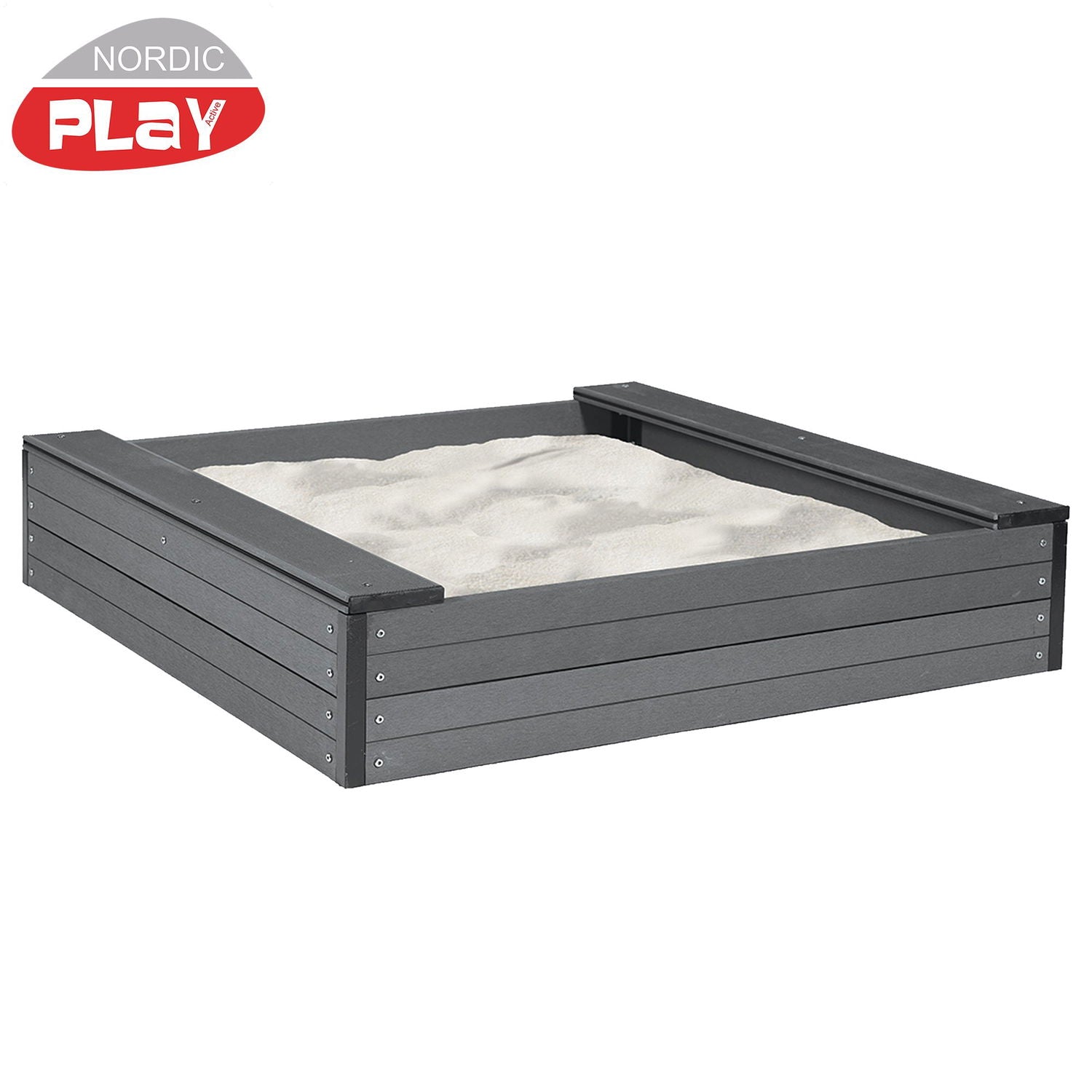 Produktbillede af Sandkasse i komposit 24 x 120 x 120 cm inkl. net og 240 kg sand på tilbud i høj kvalitet