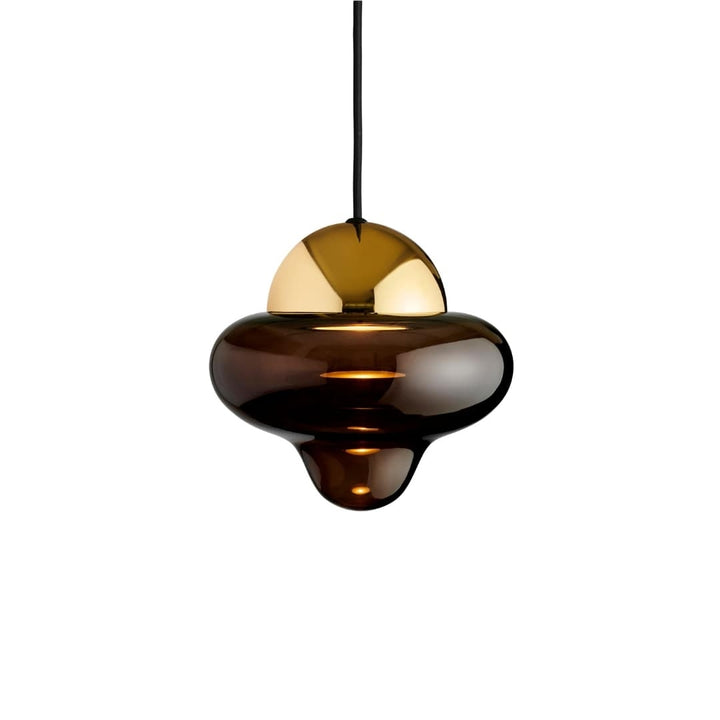 Nutty Pendel Brown Glass / Gold Dome Design By Us