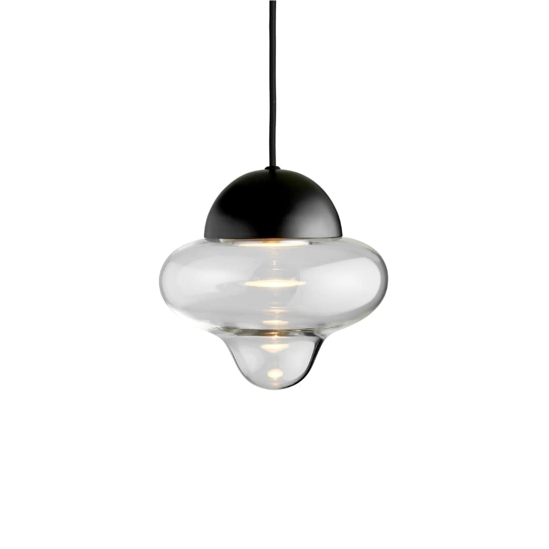 Nutty Pendel Clear Glass / Black Dome Design By Us
