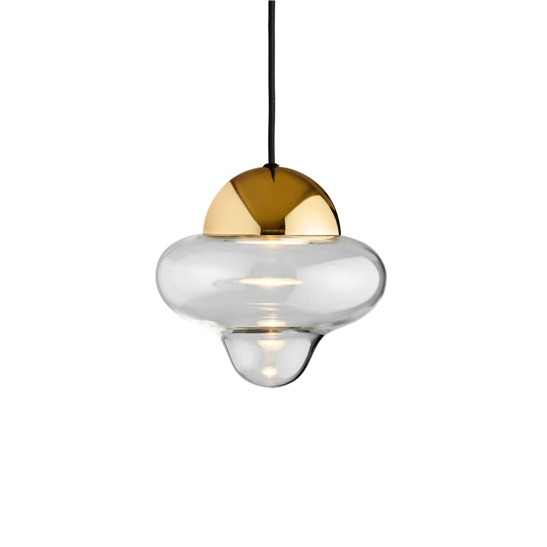 Nutty Pendel Clear Glass / Gold Dome Design By Us