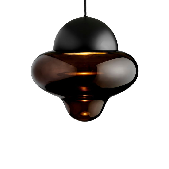 Nutty Pendel XL Brown Glass / Black Dome Design By Us