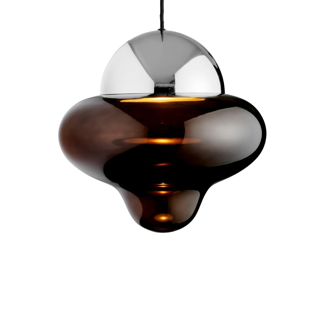 Nutty Pendel XL Brown Glass / Chrome Dome Design By Us