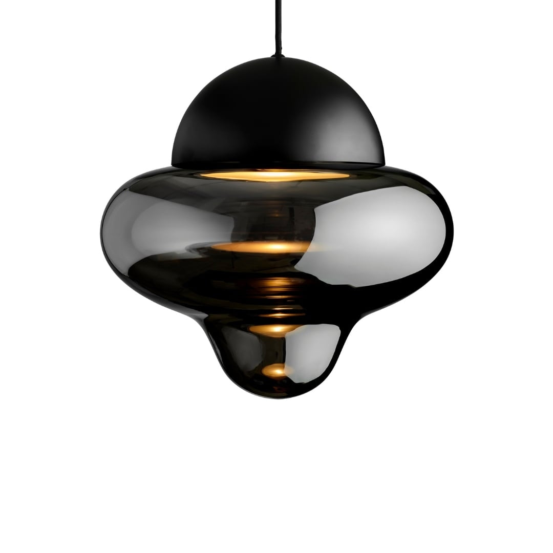 Nutty Pendel XL Smoke Glass / Black Dome Design By Us