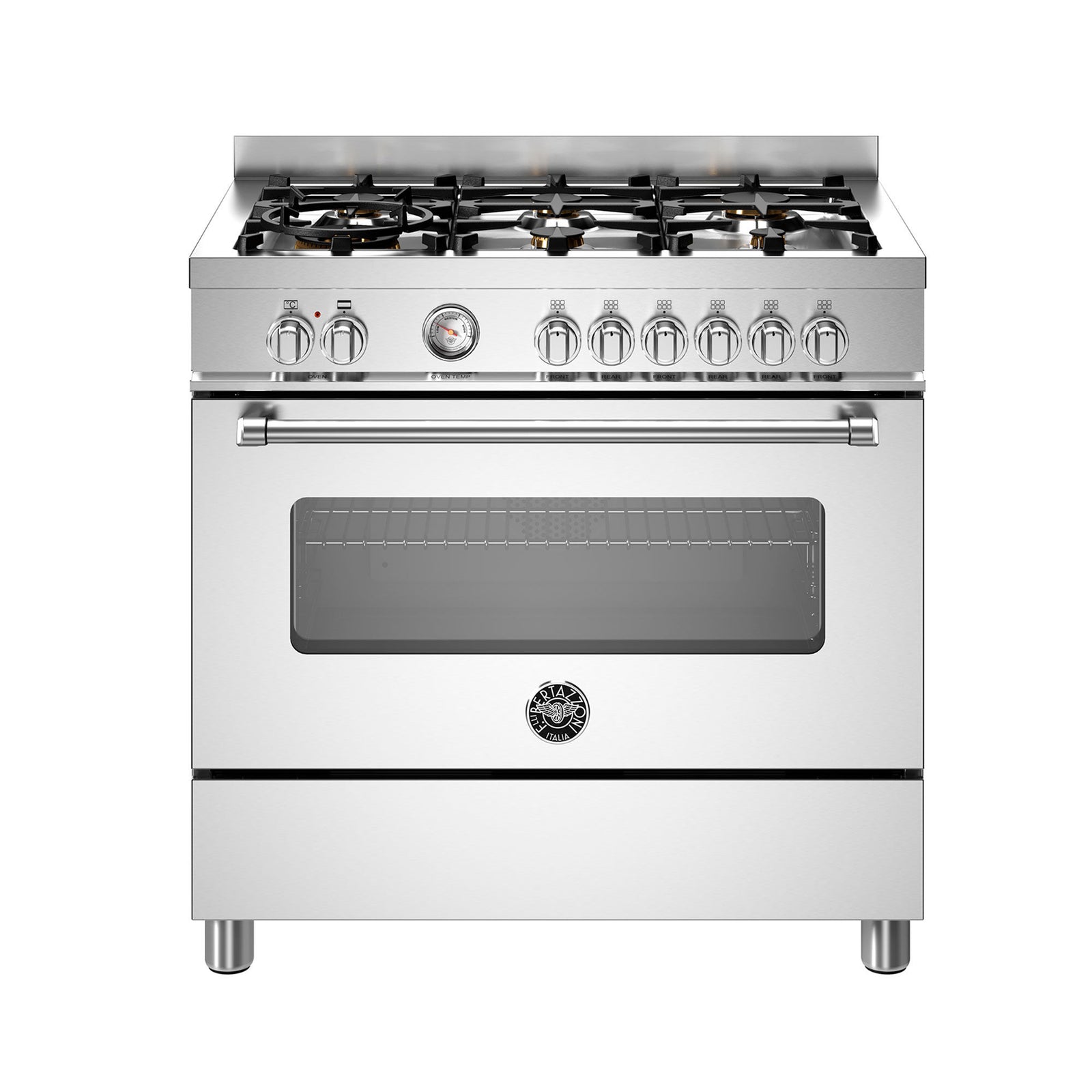 Bertazzoni Bertazzoni MAS96L1EXT Master Gaskomfur 90 cm med enkeltovn og 6 brændere, rustfrit stål ❤ billede i brug (Gasblus)