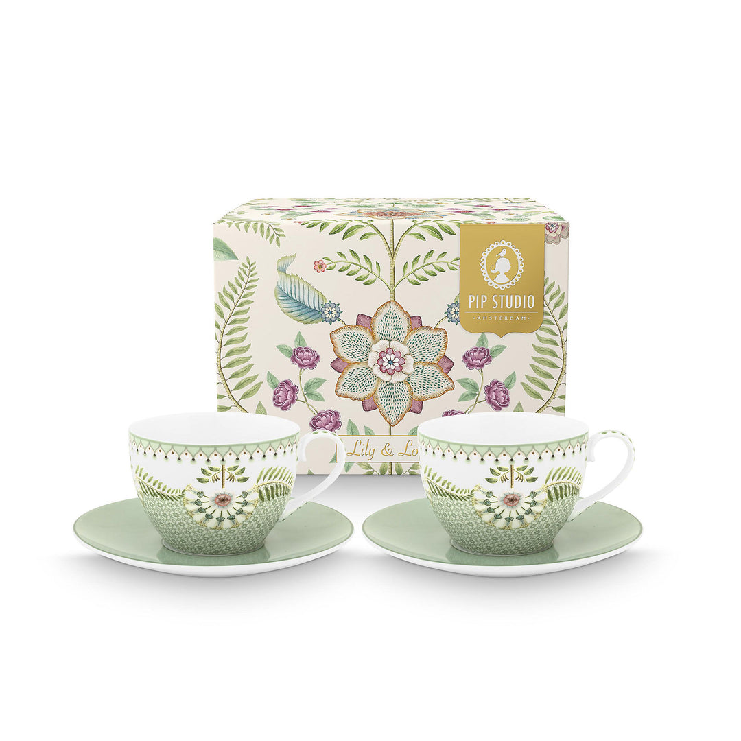 Pip studio PIP Studio Lily & Lotus cappuccino kop 2-pak ❤ detaljebillede i kategorien Cappuccino kopper