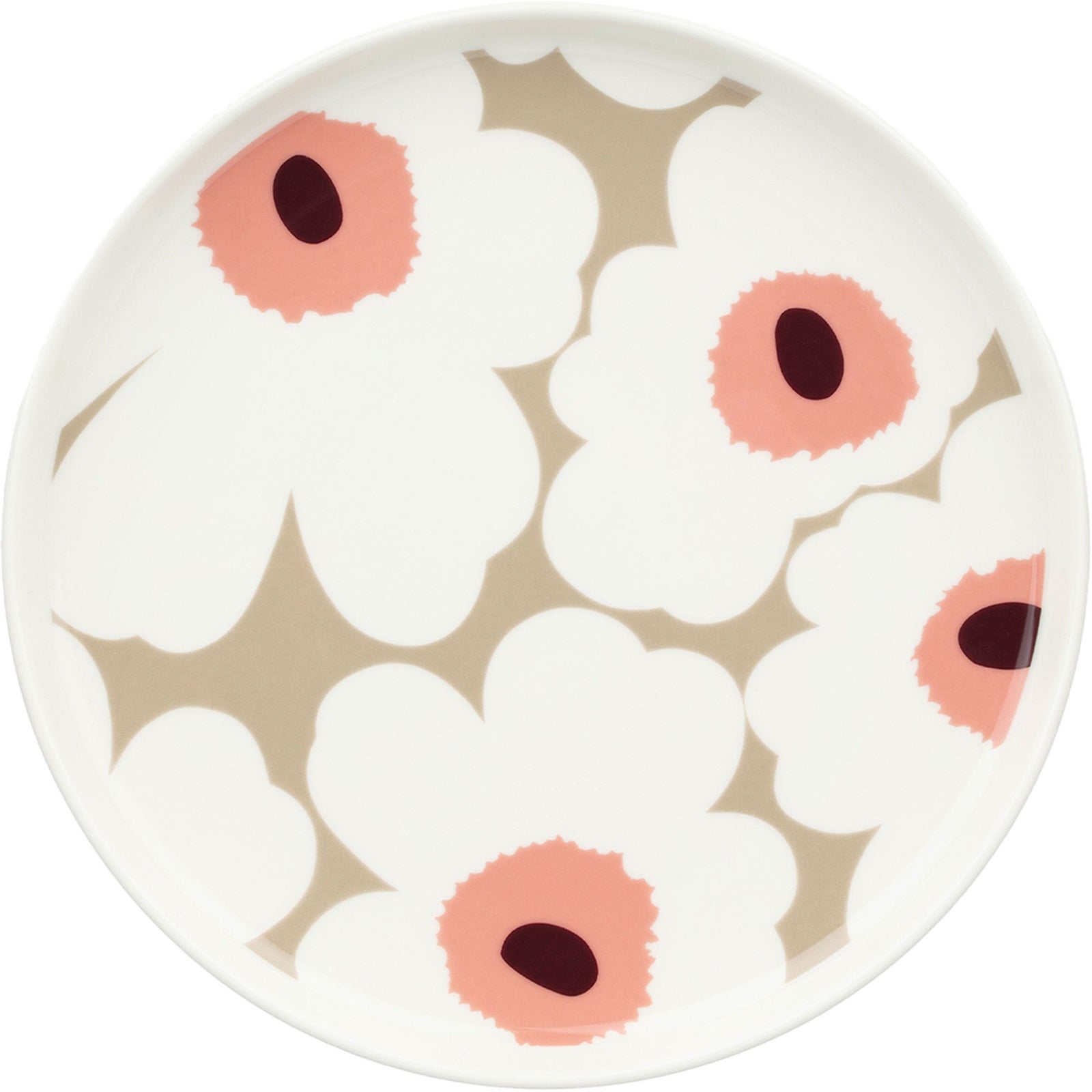 Marimekko Marimekko Unikko tallerken 20 cm, hvid/beige/rosa – detaljebillede (Tallerken)