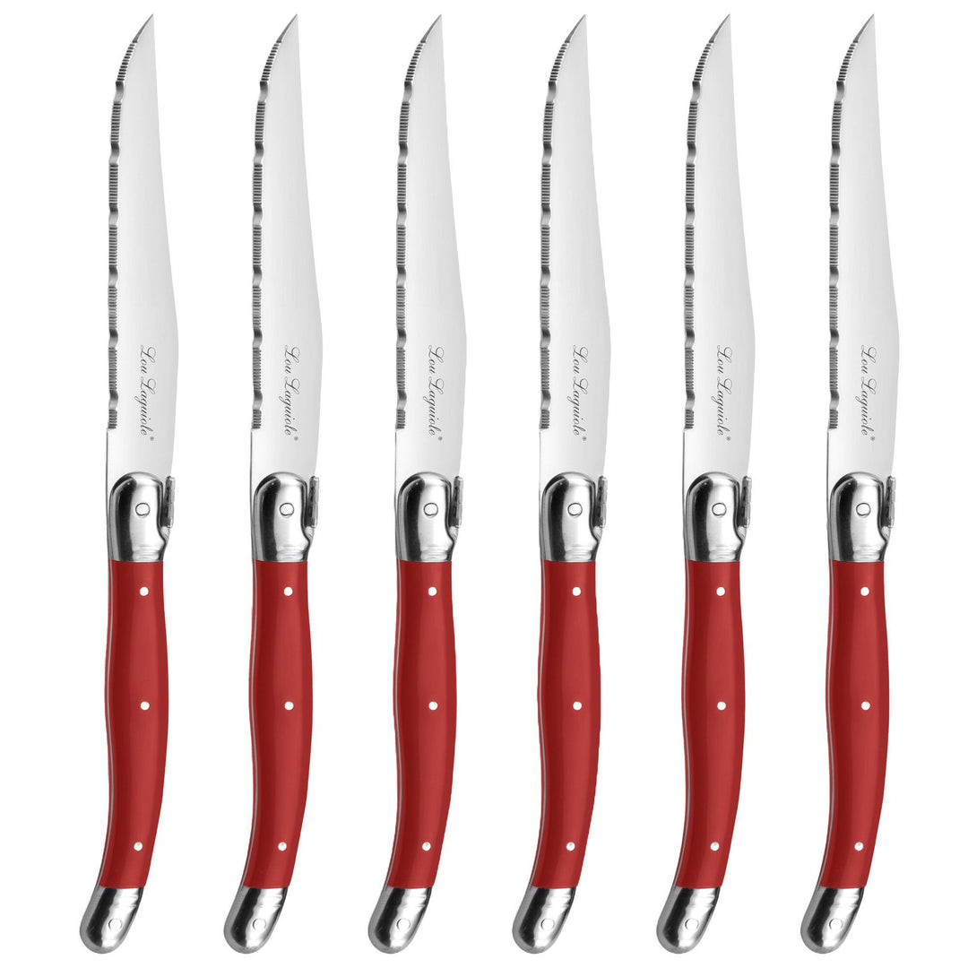 Lou laguiole Lou Laguiole Tradition grillkniv 6-pak, rød ❤ detaljebillede i kategorien Grillknive